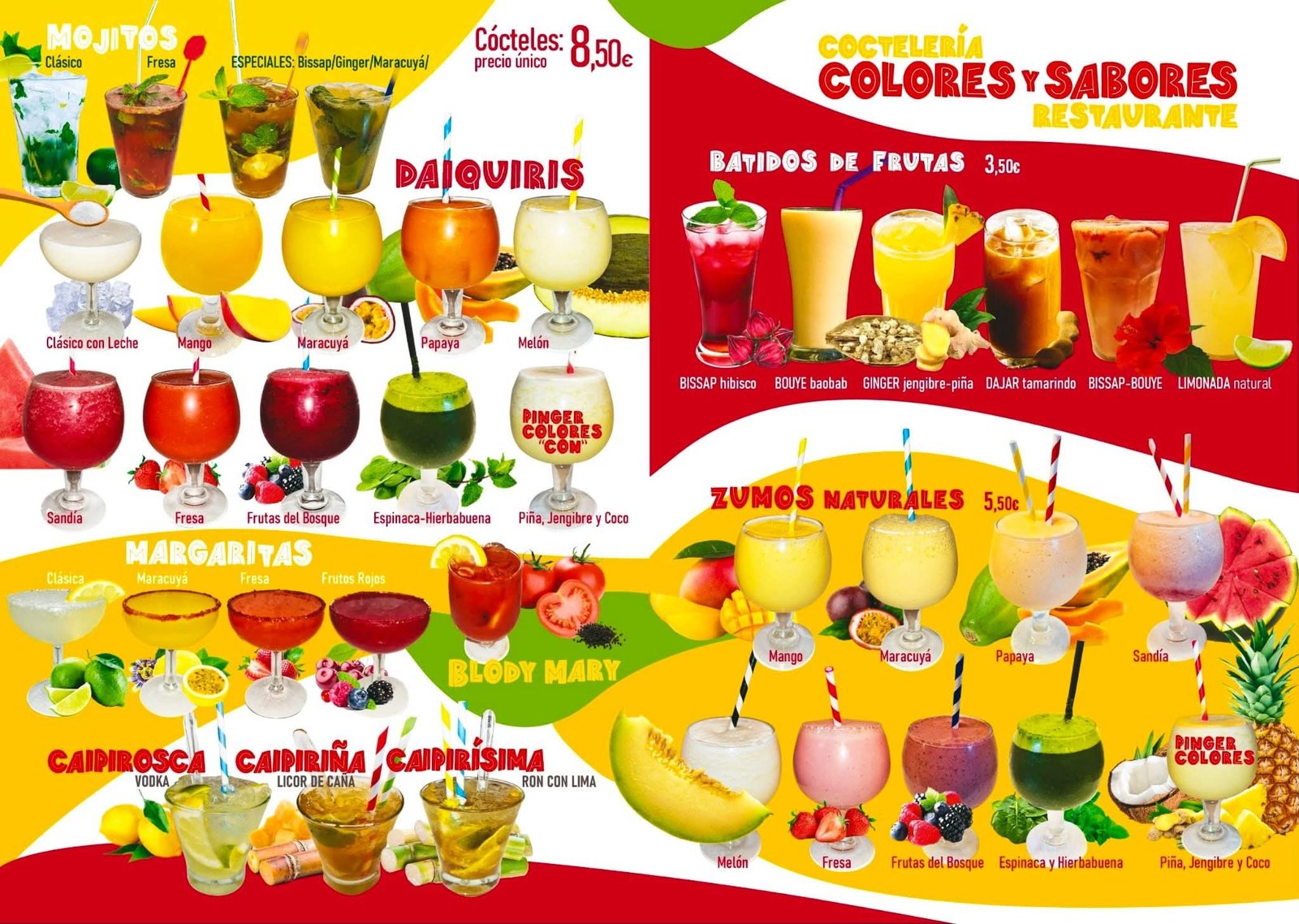 Carta bebidas colores